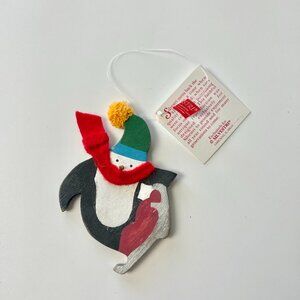 Silvestri Reproduction Wooden Penguin Skiing Christmas Ornament